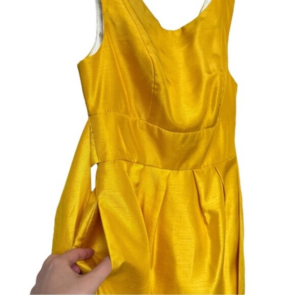 JENNY YOO Silk Cocktail Dress Size 4 Marigold Yellow Bridesmaid - Picture 6 of 11